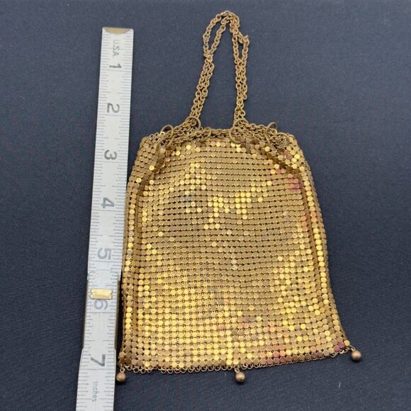 Vtg Whiting & Davis Gold Mesh Metal Change Key Purse Set Signed Made in USA NOTE - Picture 8 of 12